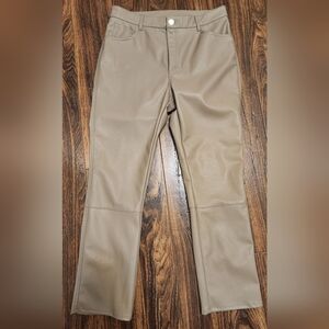 H&M Sz 10 Beige Taupe Textured Faux Leather Pants NEW!